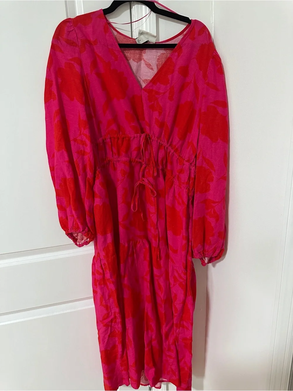 kate spade Pink & Red Floral Wrap-Style Tiered Dress